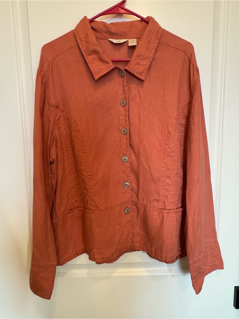 J. Jill Women’s 100% Linen Shirt Jacket Rust Button-Front Size 18